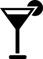 Glyph cocktail glass icon in flat style. vector