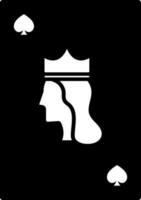 Queen playing card icon in Black and White color. vector