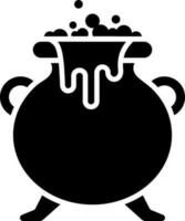 Halloween cauldron glyph icon in flat style. vector