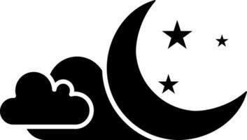 Midnight sky glyph icon or symbol. vector