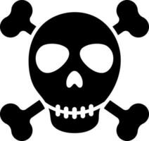 Skull bone icon Black and White color. vector