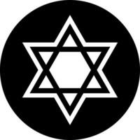 Black and White star of david icon in flat style. vector