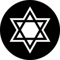 Black and White star of david icon in flat style. vector