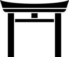 Black and White torii gate icon in flat style. vector