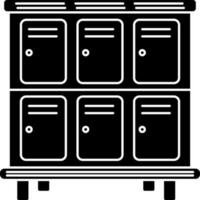 Cupboard or locker icon in Black and White color. vector