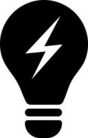 Illuminated light bulb glyph icon. vector