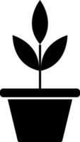 Glyph icon or symbol of plant in pot. vector