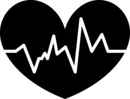 Black and White heartbeat icon or symbol. vector