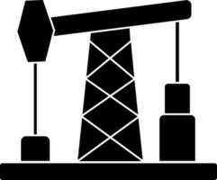 Black and White pumpjack icon in flat style. vector