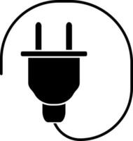 Flat style plug or energy icon in Black and White color. vector