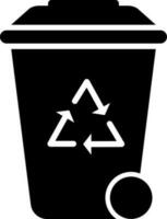 Black and White illustration of recycle bin icon. vector