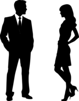 Silhouette of Business Man and Women Communicate png