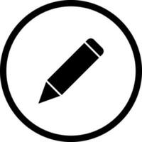 Black and White pencil in circular button. vector