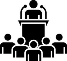 Conference or lecture icon in flat style. vector