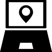 Location tracking app in laptop. Glyph icon or symbol. vector