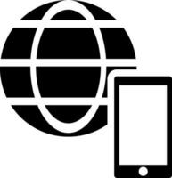 Globe with smartphone icon or symbol. vector