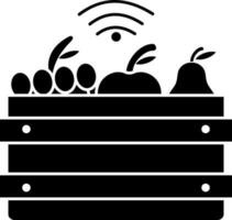 Harvest basket icon in Black and White color. vector