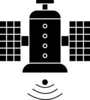 Black and White satellite glyph icon or symbol. vector