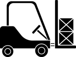 Black and White forklift icon or symbol. vector