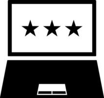 Star rating icon on laptop in flat style. vector