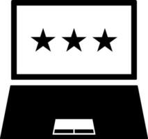 Star rating icon on laptop in flat style. vector