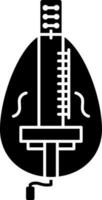 Black and White illustration of lute or hurdy gurdy flat icon. vector