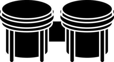 Flat illustration of bongos icon in Black and White color. vector