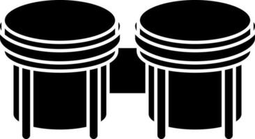 Flat illustration of bongos icon in Black and White color. vector