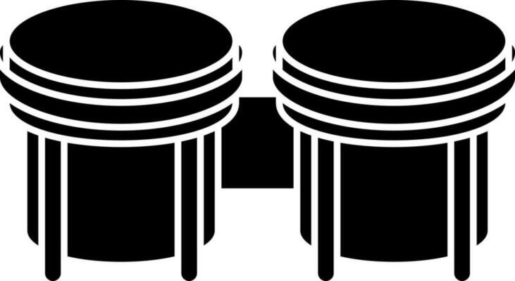 Flat illustration of bongos icon in Black and White color.