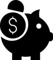 Black and White illustration of piggy bank icon. vector