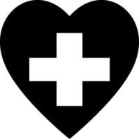 Black and White medical sign in heart. vector