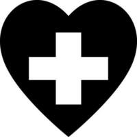 Black and White medical sign in heart. vector