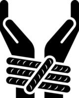 Human hands tied up with rope icon. vector