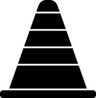 Black and White construction cone icon in flat style. vector