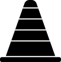 Black and White construction cone icon in flat style. vector