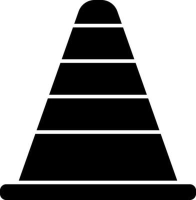 Black and White construction cone icon in flat style.