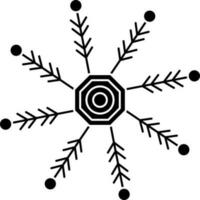 negro y blanco copo de nieve icono en plano estilo. vector