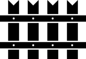 Black and White fence in flat style. Glyph icon or symbol. vector