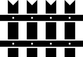 Black and White fence in flat style. Glyph icon or symbol. vector