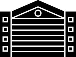 Icon of garage in black and white color. vector