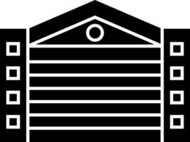 Icon of garage in black and white color. vector