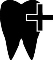 Black tooth with plus symbol. vector
