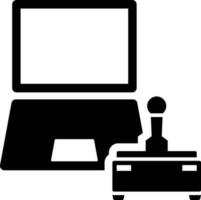 Laptop with joystick device icon. vector