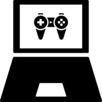 Online video game play by laptop device icon. vector