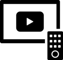 Online play video in desktop with remote control device icon. vector