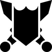 Shield with swords icon for warrior security concept. vector