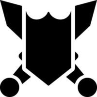 Shield with swords icon for warrior security concept. vector