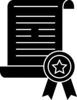 Flat style certificate icon in Black and White color. vector