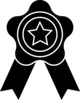 Black and White badge icon in flat style. Glyph sign or symbol. vector