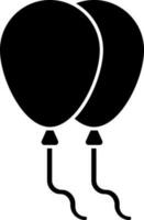 Black and White balloons icon in flat style. vector